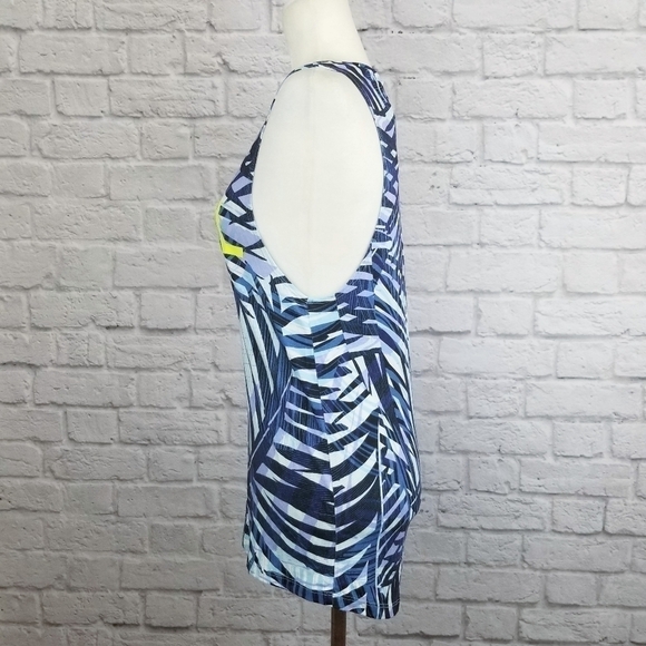 Soulcycle blue palm leaf print SOUL sleeveless active top women's size Small - Picture 6 of 9